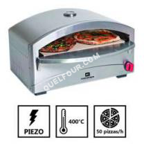 four Générique Four a pizza gaz - cuisson sur pierre réfractaire 400°C- 4,8 kW - 250°C en 5 mn - structure inox - allumage piezo