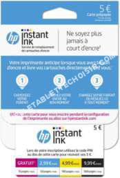 tablette HP Carte prépayée Instant Ink Abonnement cartouches  Imprimante jet d'encre Tango