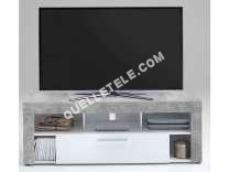 Télé N/C Meuble TV  tiroir  niches VIBIO coloris béton/ blanc