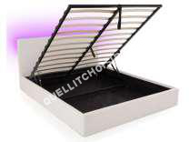 lit CONFORAMA  Lit-coffre 160x200 cm avec led STEVA LIGHT coloris blanc